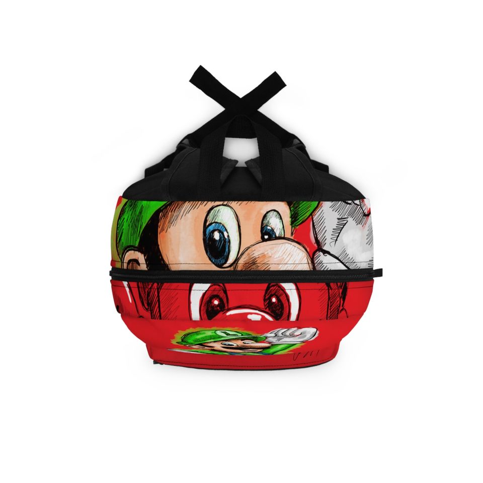 Luigi, Super Mario Game, Red Kids Shool Backpack, Mario Game Luigi Red Bag