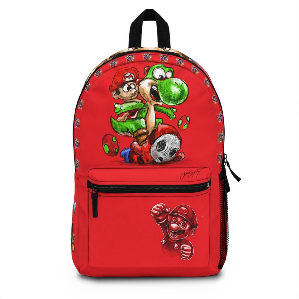 Super Mario Game Red Kids School Backpack, Game Mario Red Bag