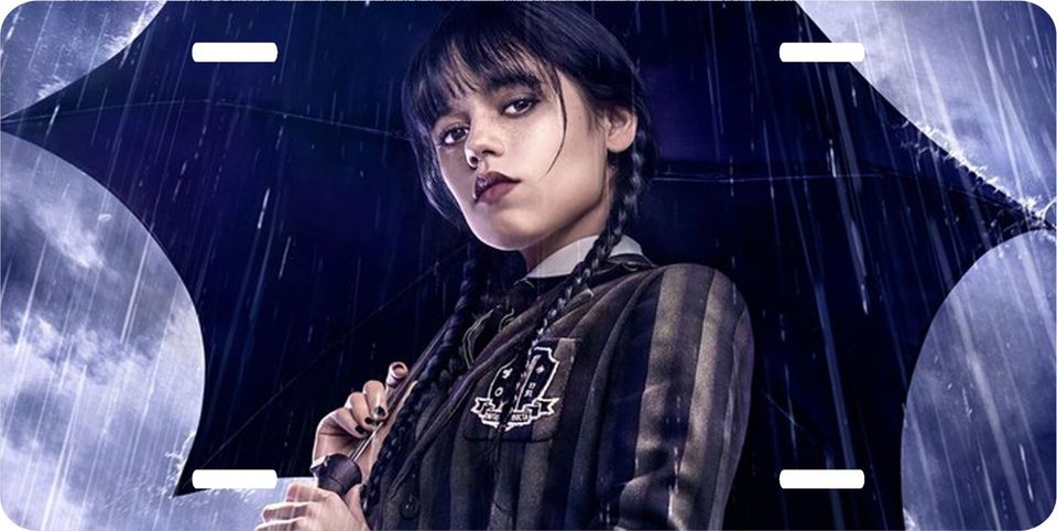 Wednesday Addams Umbrella 2 License Plate