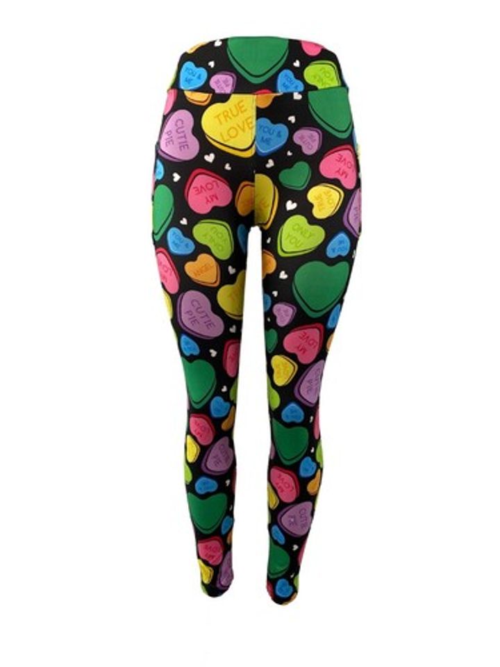 Fun Conversation Hearts Valentine's Day Leggings