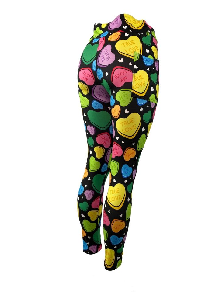 Fun Conversation Hearts Valentine's Day Leggings