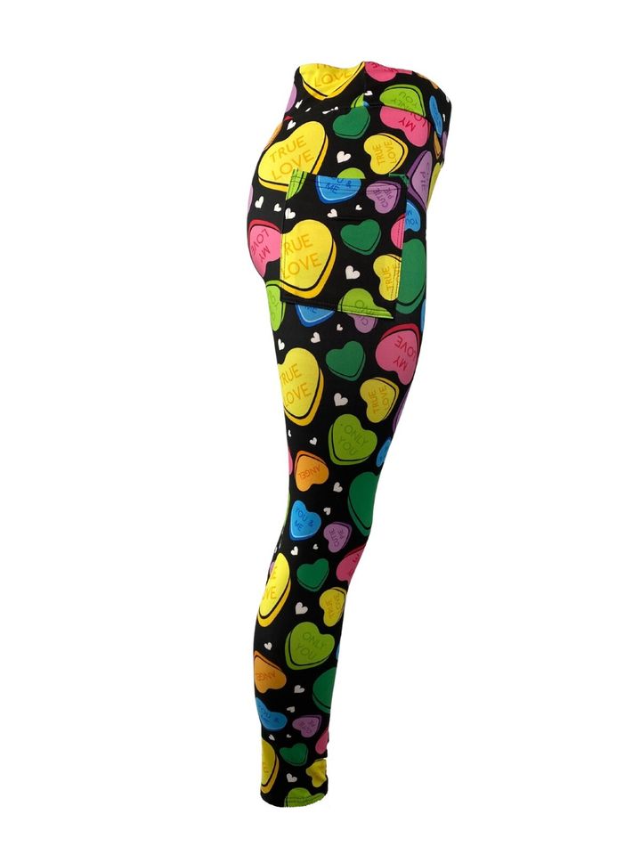 Fun Conversation Hearts Valentine's Day Leggings