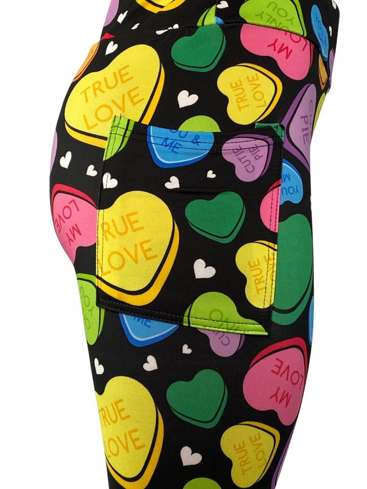 Fun Conversation Hearts Valentine's Day Leggings