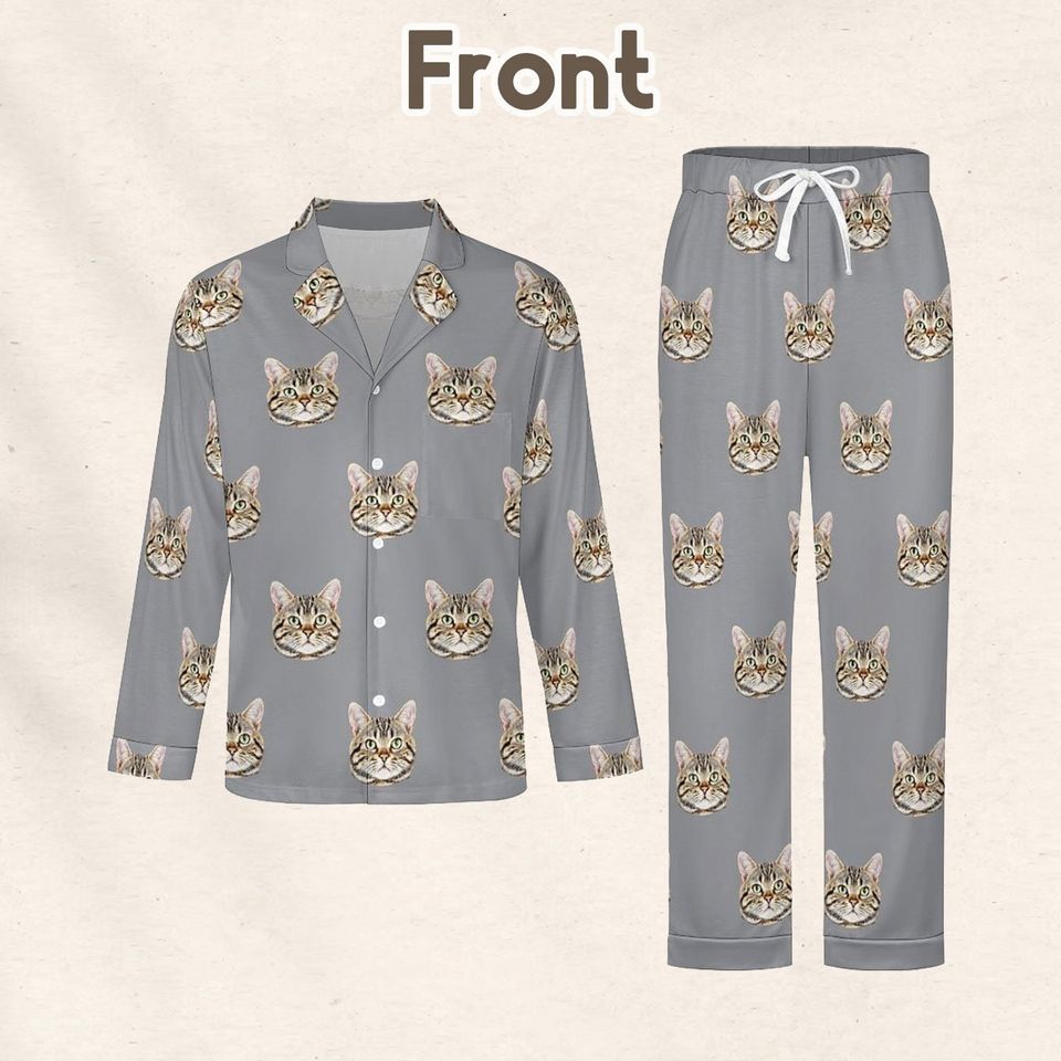 Custom Pet Portrait Pajamas, Personalized Pet Face Pajamas Sets