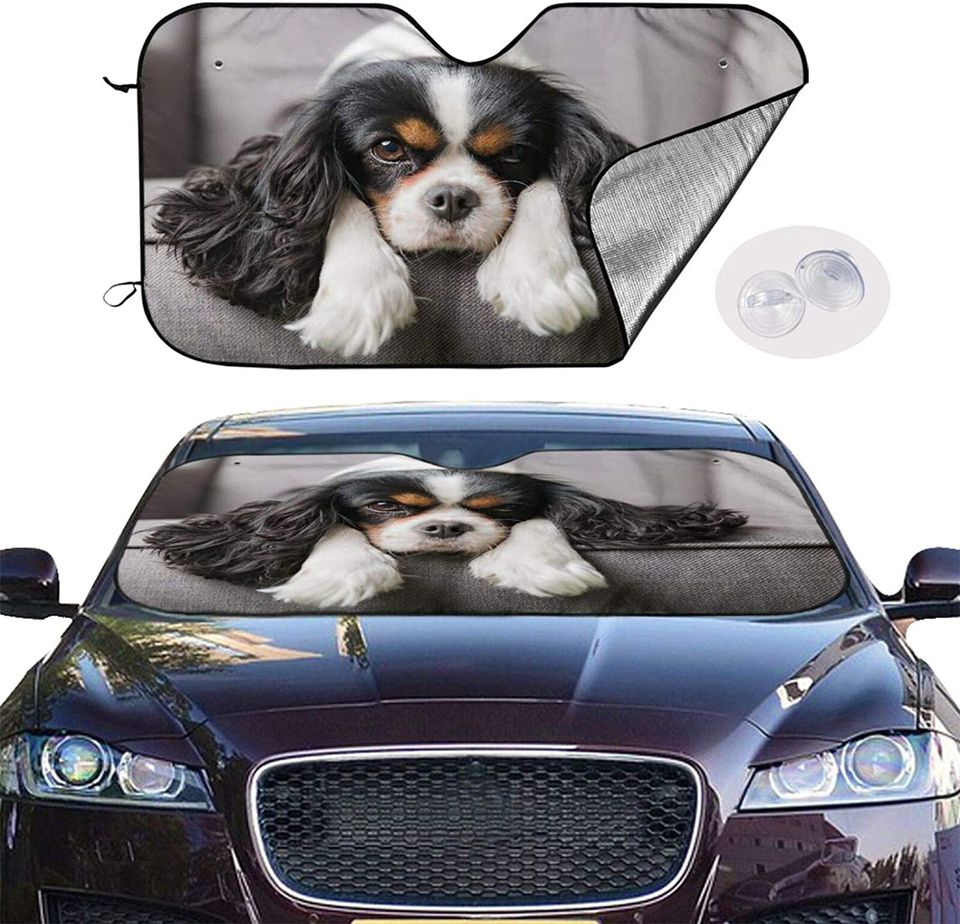 Cavalier King Charles Spaniel Car Sun Shade, Dogs Windshield