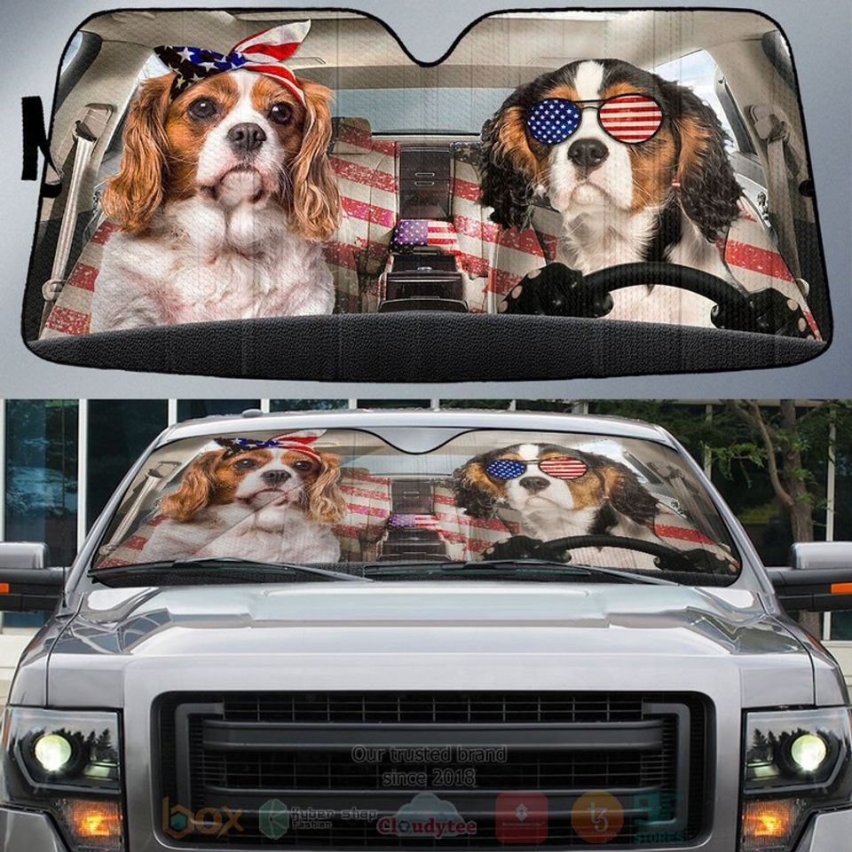 Cavalier King Charles Spaniel Car Sun Shade, Dogs Windshield