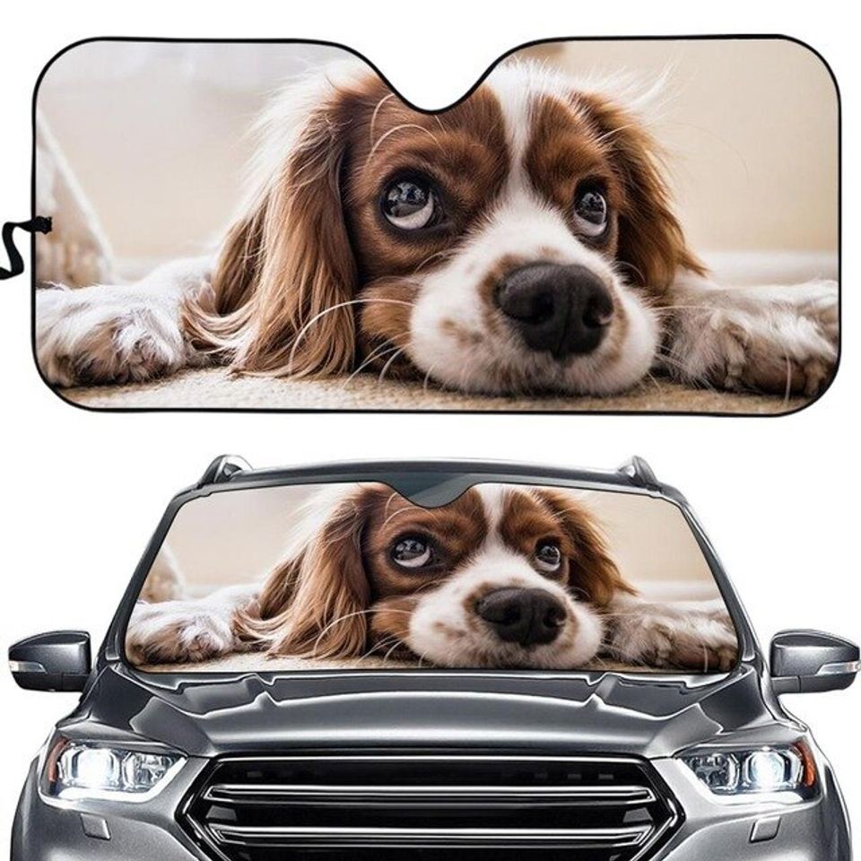 Cavalier King Charles Spaniel Car Sun Shade, Dogs Windshield
