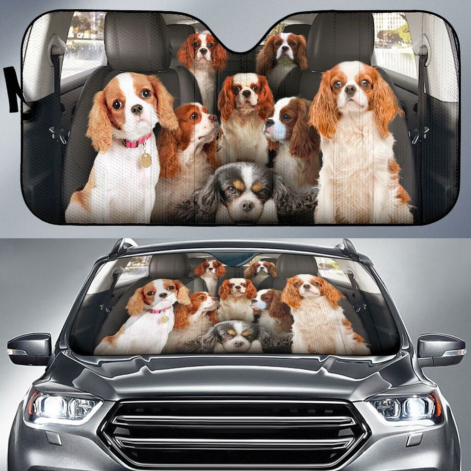 Cavalier King Charles Spaniel Car Sun Shade, Dogs Windshield