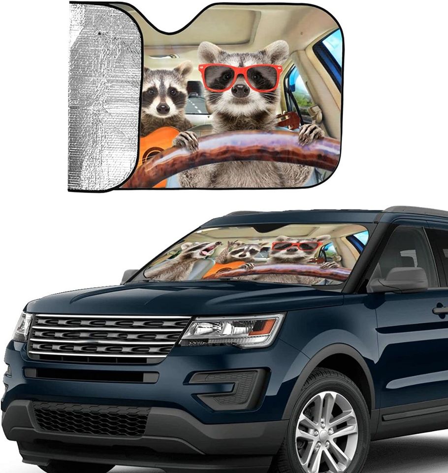 Funny Raccoon Animal Windshield Sunshade