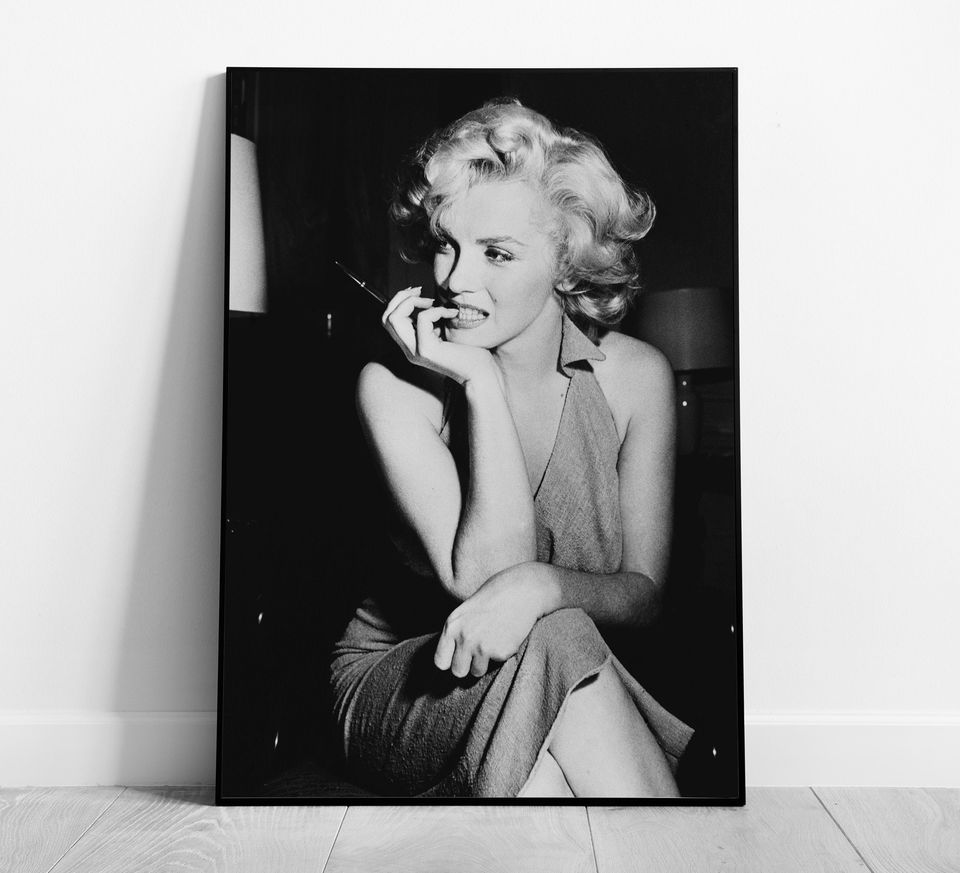 Vintage Marilyn Monroe Poster, Black and White Wall Art