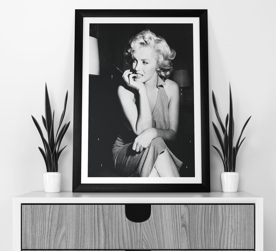 Vintage Marilyn Monroe Poster, Black and White Wall Art