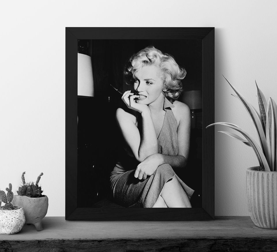 Vintage Marilyn Monroe Poster, Black and White Wall Art