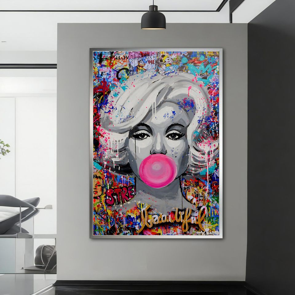 Pop Art Canvas Print Marilyn Monroe, Banksy Style Wall