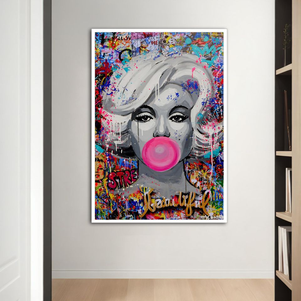 Pop Art Canvas Print Marilyn Monroe, Banksy Style Wall