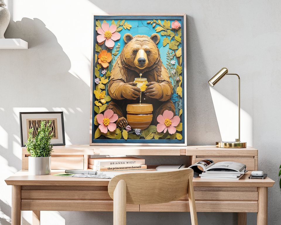 Spring Bear Folk Art Premium Matte Vertical Posters