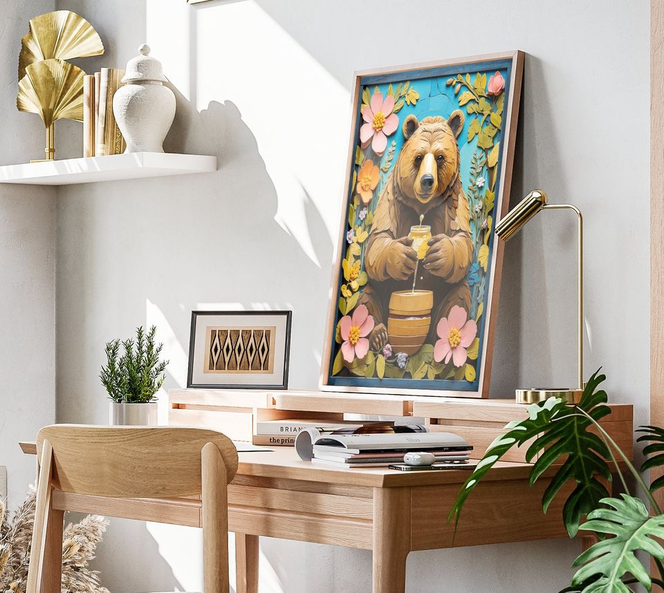 Spring Bear Folk Art Premium Matte Vertical Posters