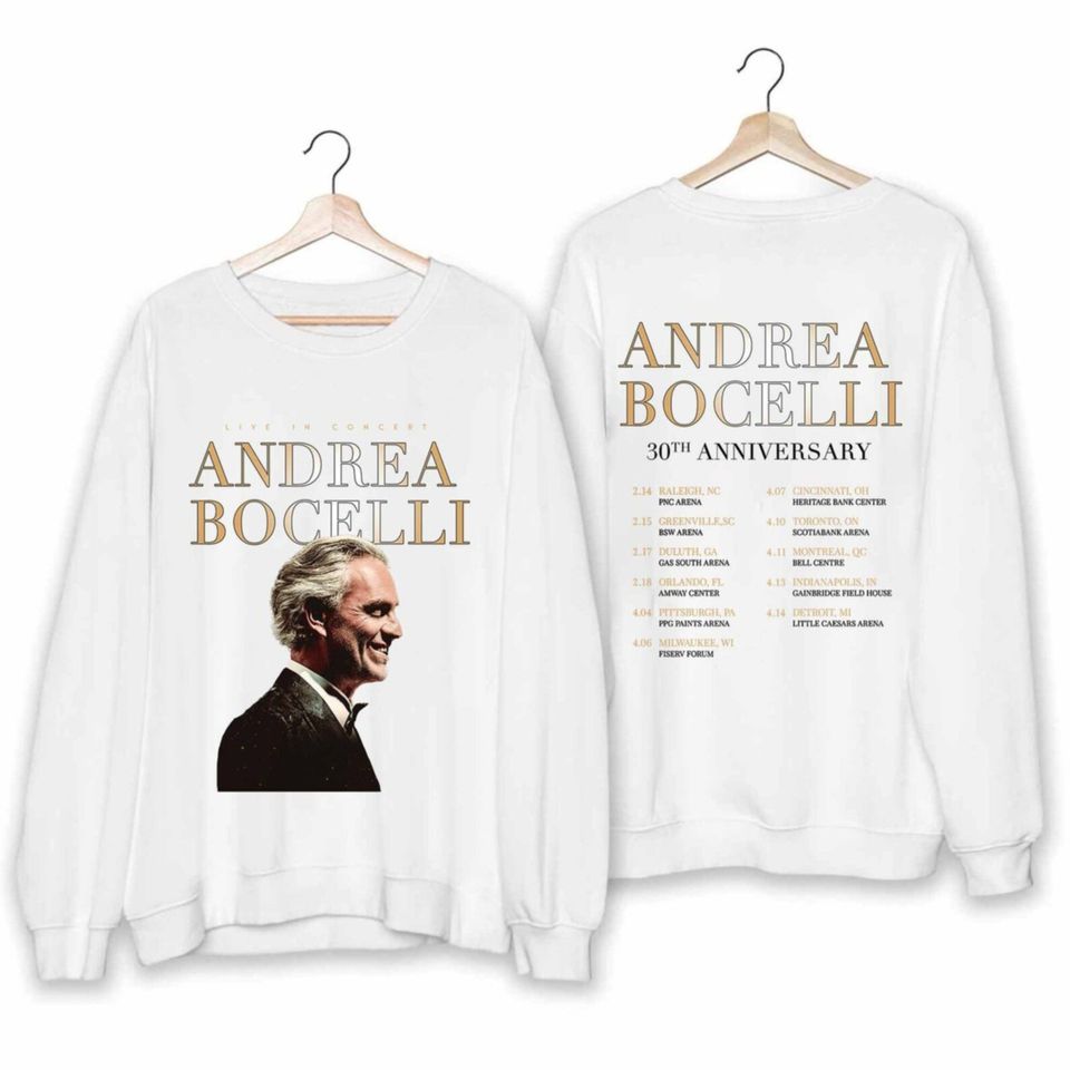 Andrea Bocelli 2024 Tour Shirt, Andrea Bocelli 30th Anniversary Tour