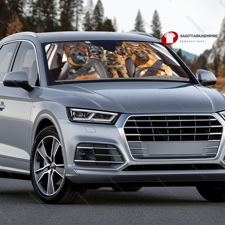 German Shepherd Dog Car Sun Shade, Funny German Shepherd