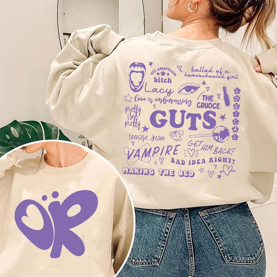 Olivia Guts Tour Track List Aesthetic Shirt, Olivia Rodrigo Guts Shirt
