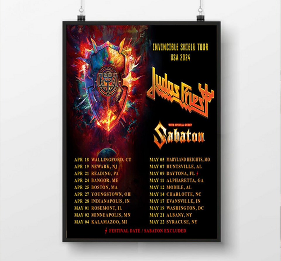 Judas Priest Invincible Shield Tour USA 2024 Tour Poster