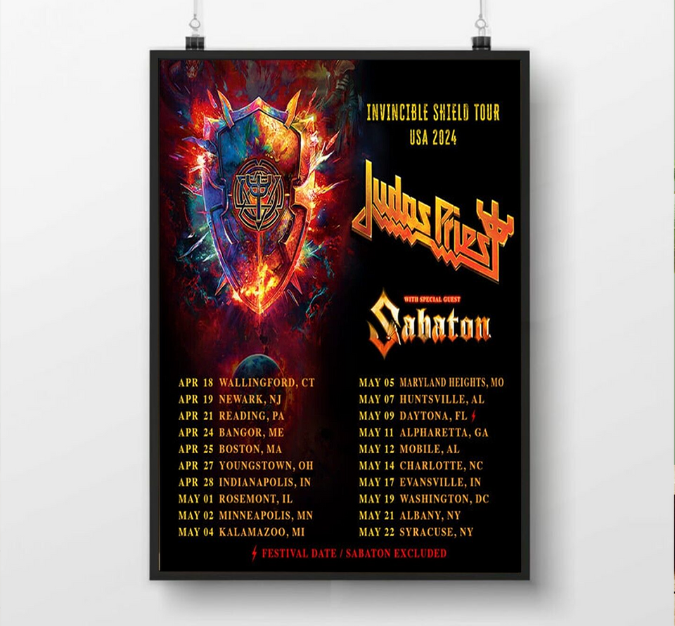 Judas Priest Invincible Shield Tour USA 2024 Tour Poster
