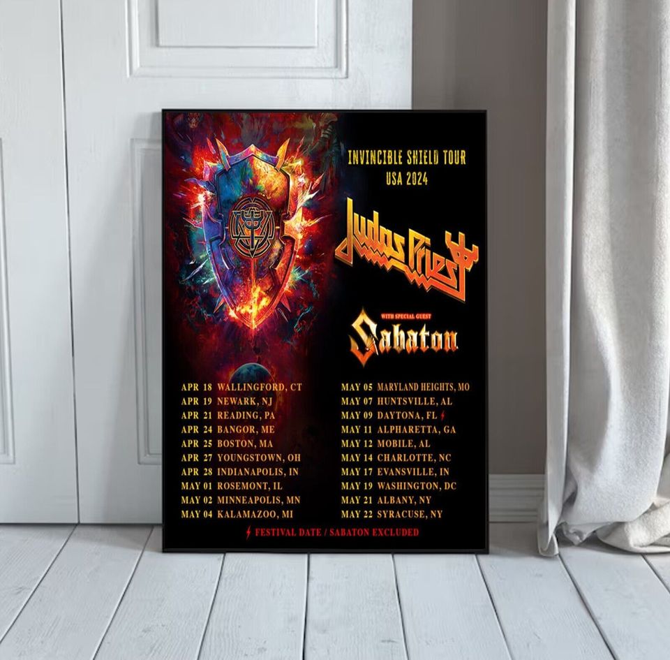 Judas Priest Invincible Shield Tour USA 2024 Tour Poster
