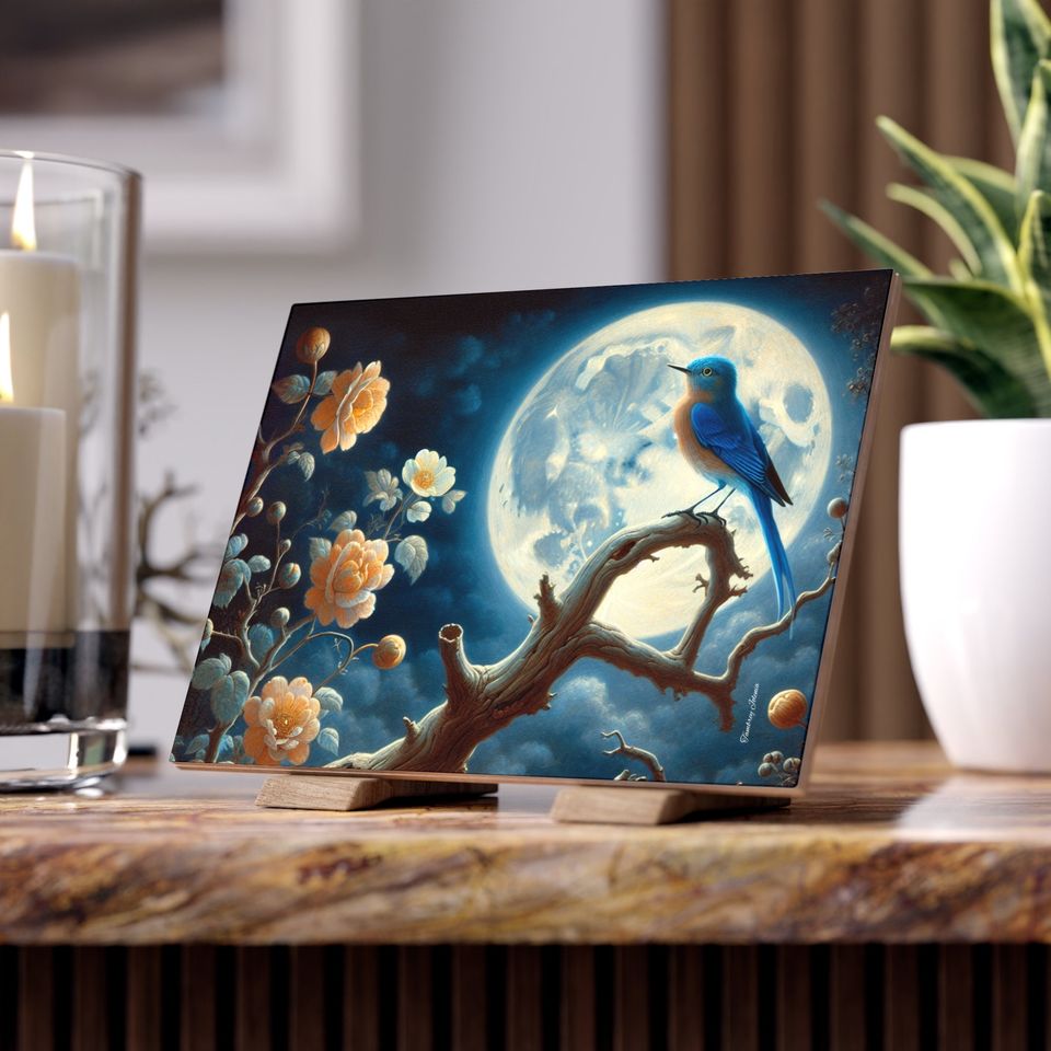 The Blue Bird Ceramic Photos Tile, Home Decor