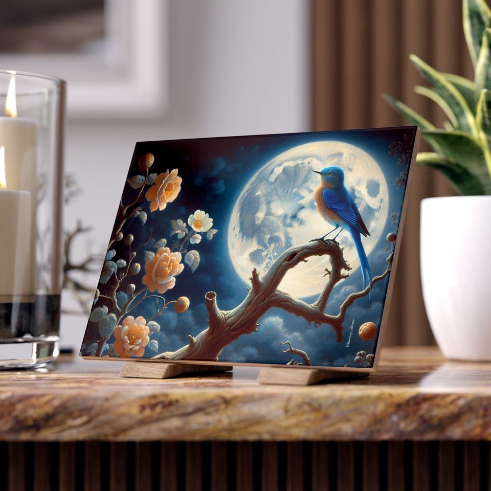 The Blue Bird Ceramic Photos Tile, Home Decor