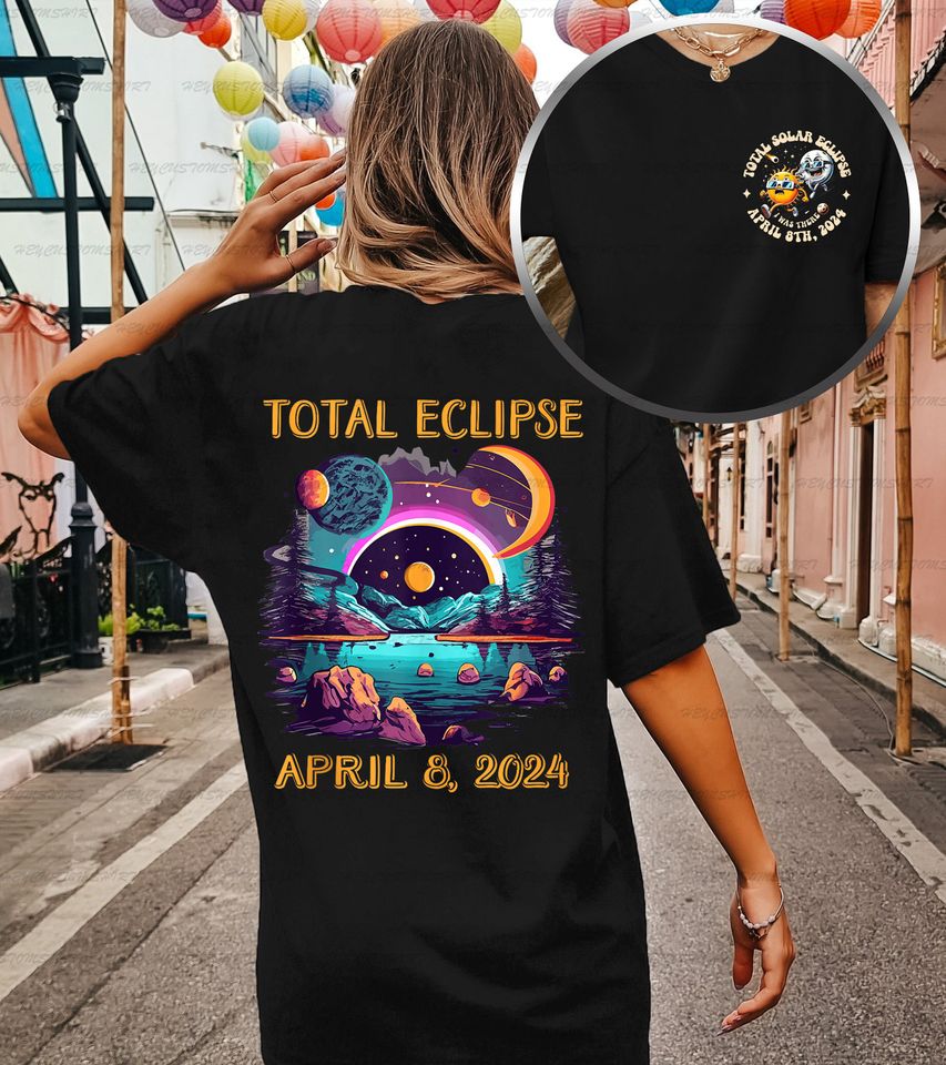 April 8 2024 Total Eclipse 2 Sided Sweatshirt, Eclipse Event Shirt