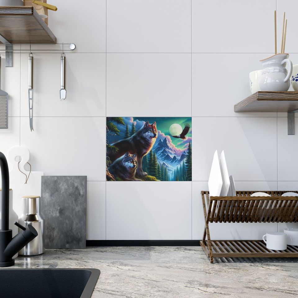 Wolves Ceramic Photos Tile, Home Decor