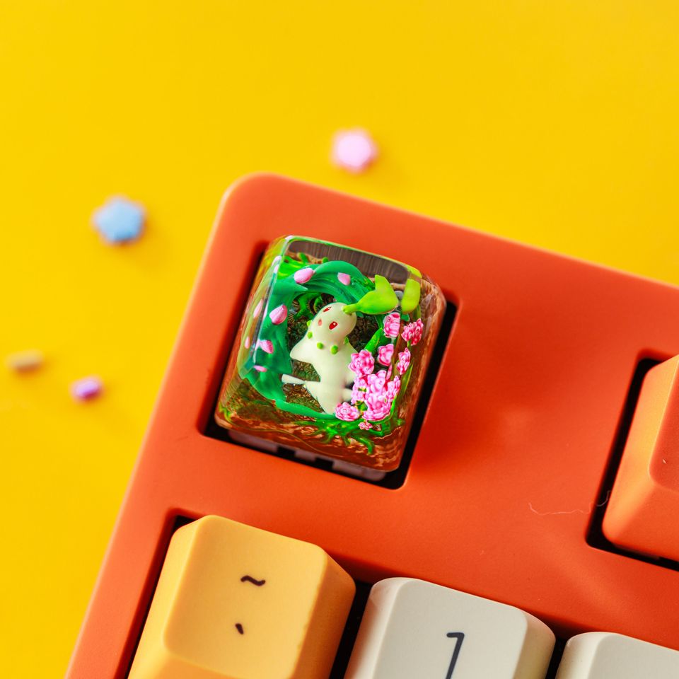 CHICORITA ANIME Artisan Keycap, Spacebar Keycap, Keycap Set, Cute Keycap