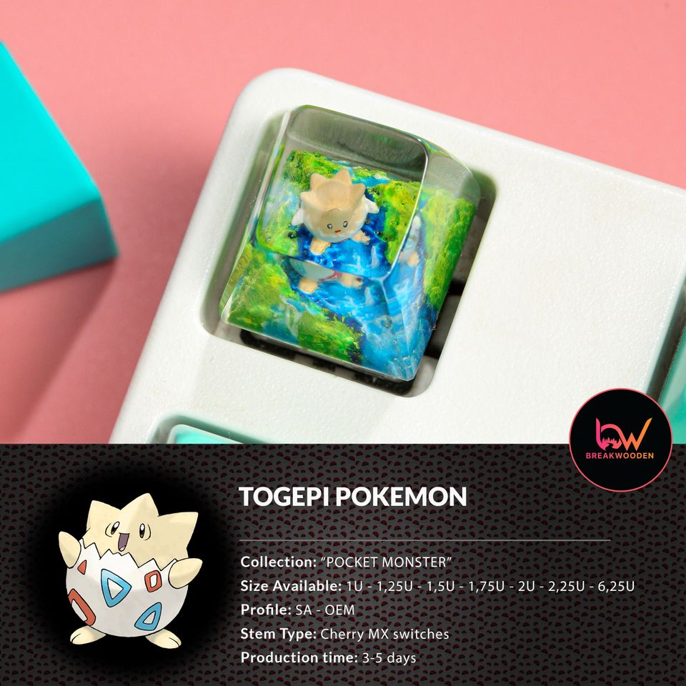 Togepi PKM Artisan Keycap, Spacebar Keycap, Keycap Set, Cute Keycap