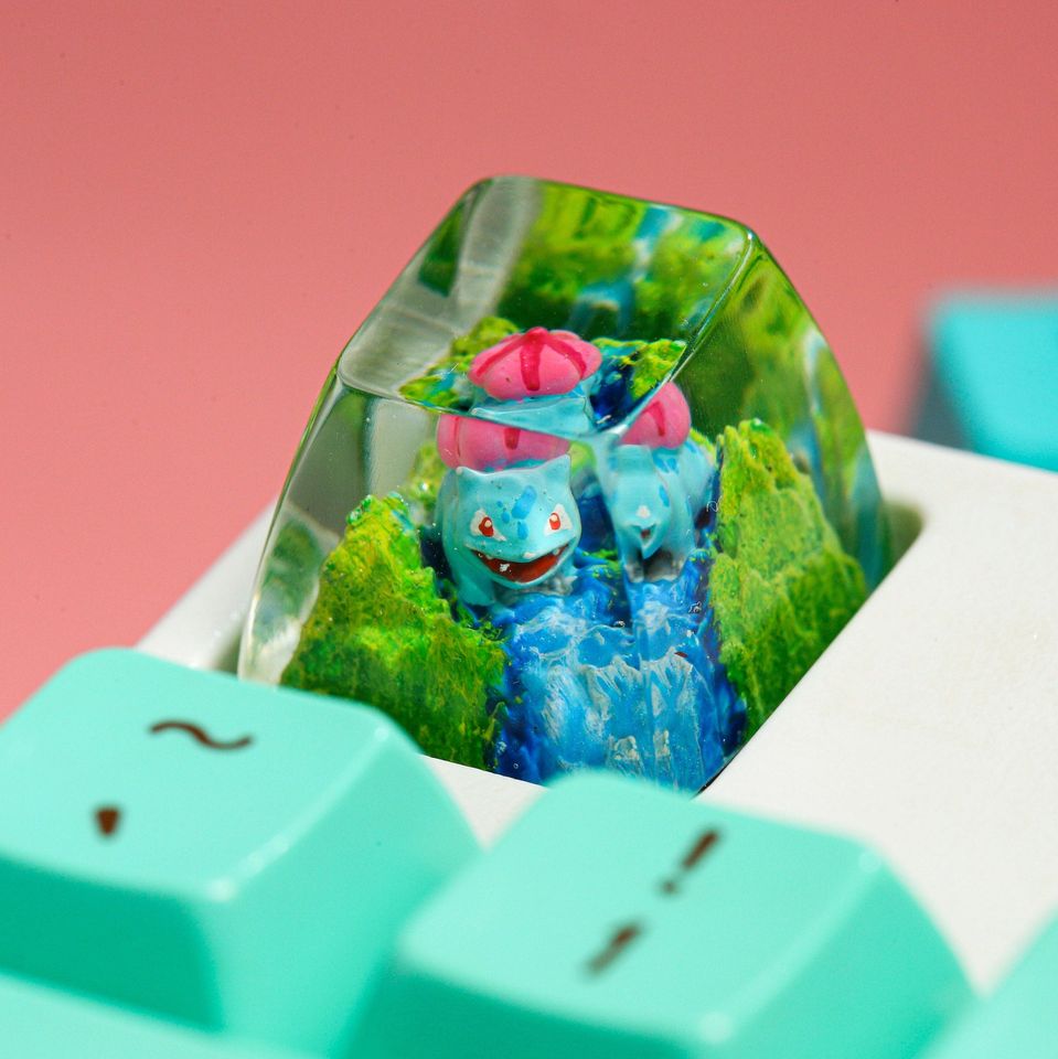 Bulbasaur PKM Keycaps, PKM Keycap, Artisan Keycap, Cute Keycap