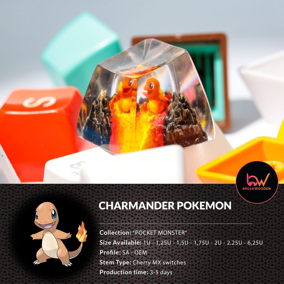 Charamander PKM Artisan Keycap, Spacebar Keycap, Keycap Set, Cute Keycap