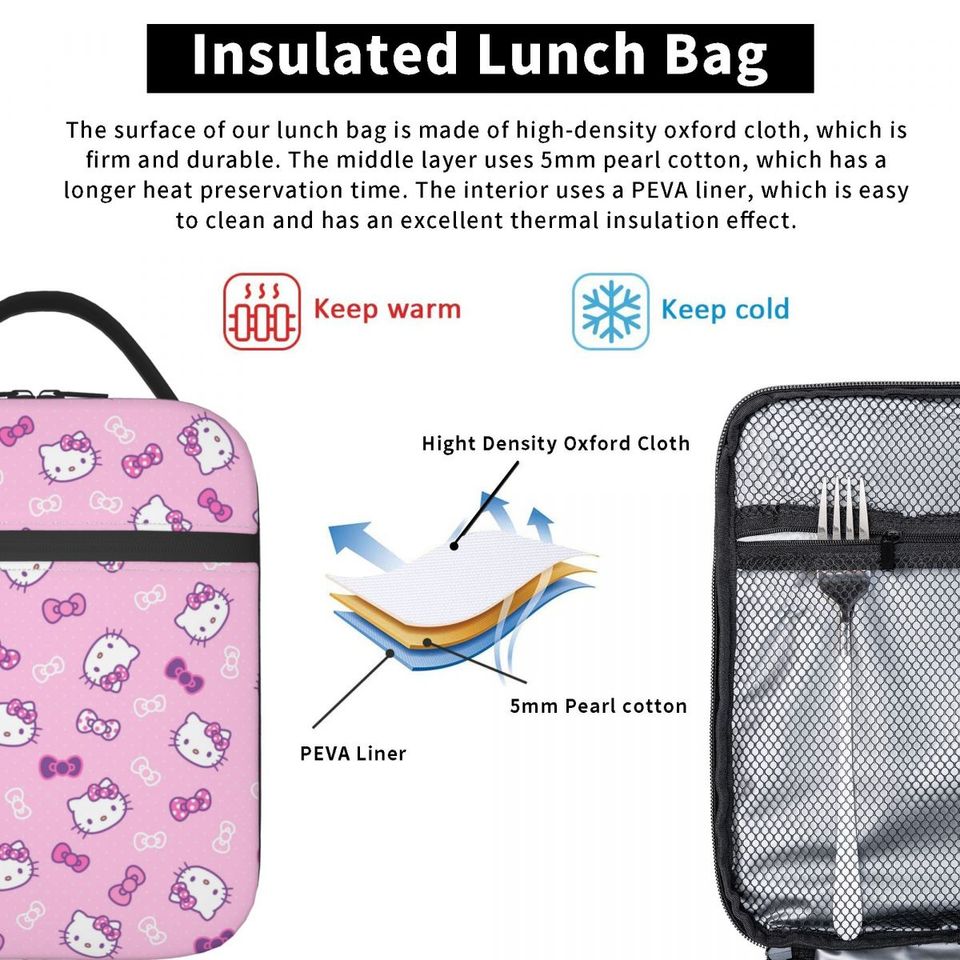 Hello Kitty Cute Lunch Bags for Kids, Cute Lunch Bag