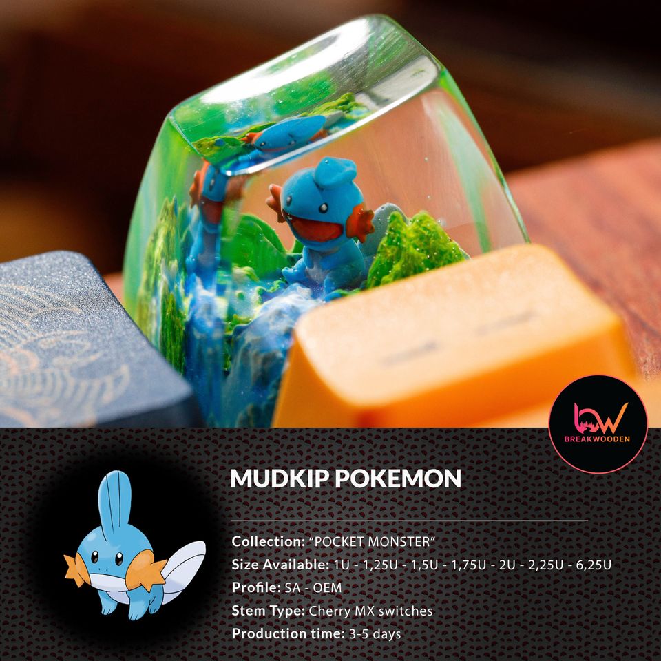 Mudkip PKM Artisan Keycap, Spacebar Keycap, Keycap Set, Cute Keycap