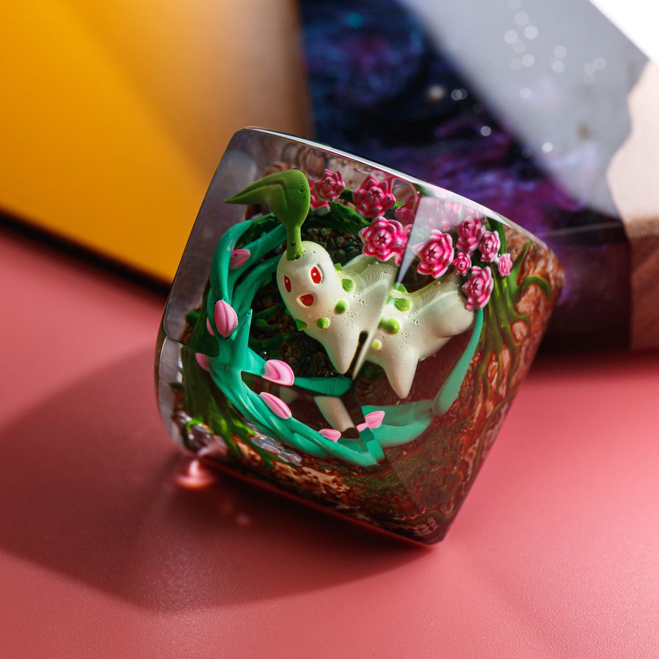 Chikorita PKM Artisan Keycap, Spacebar Keycap, Keycap Set, Cute Keycap