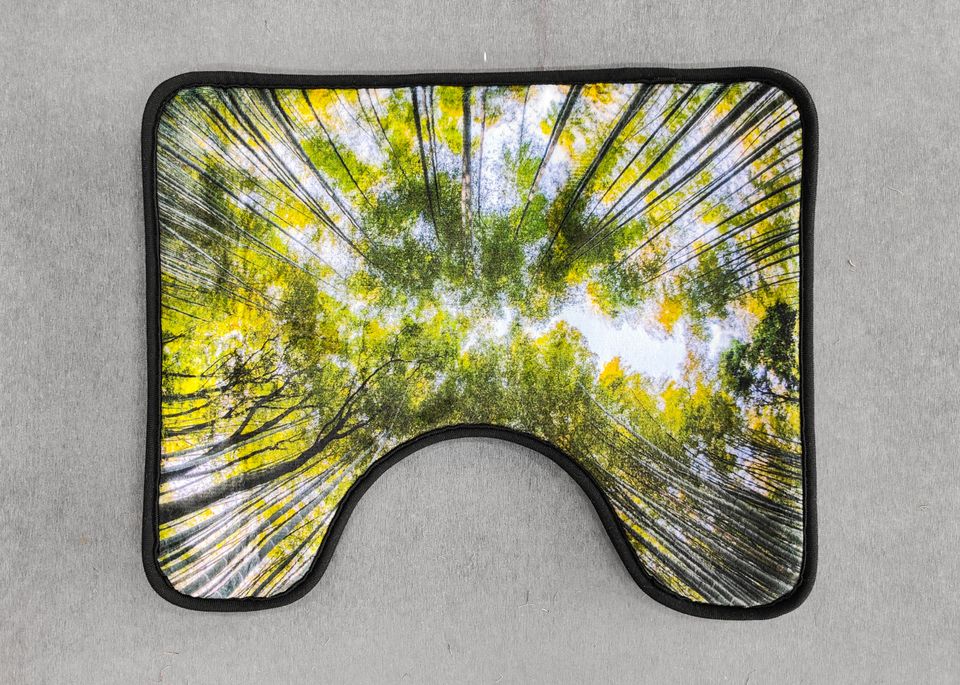 Bamboo Bath Rug Set Toilet Seat Cover Rustic Bamboo Forest Green Leaves