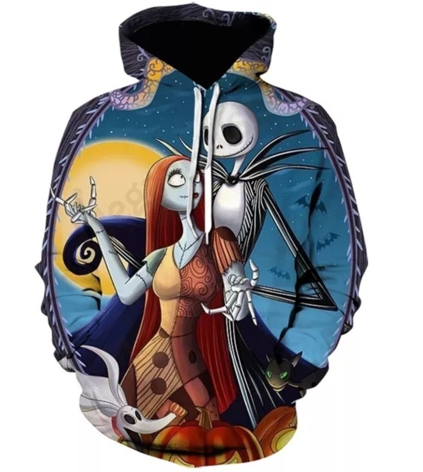 The Nightmare Before Christmas Hoodie, Jack & Sally 3D Hoodie