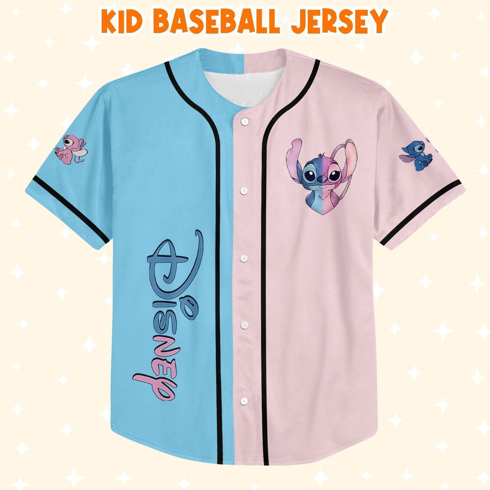 Personalized Stitch And Angel Disney Baseball Jersey, Disney Jersey