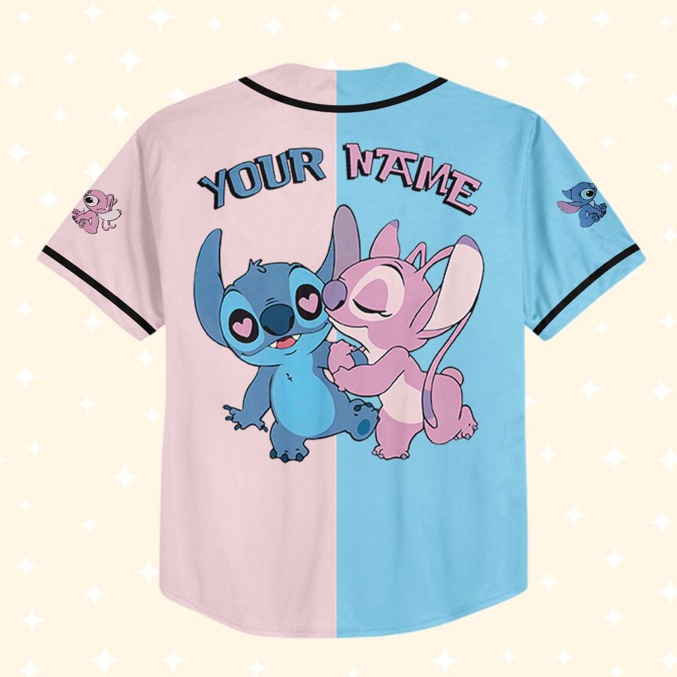 Personalized Stitch And Angel Disney Baseball Jersey, Disney Jersey