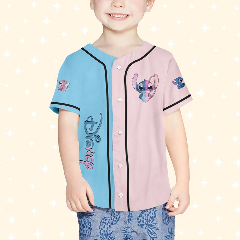 Personalized Stitch And Angel Disney Baseball Jersey, Disney Jersey