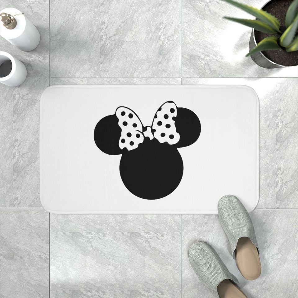 Black & White Memory Foam Bath Mat / Minnie / Disney Inspired Home Decor