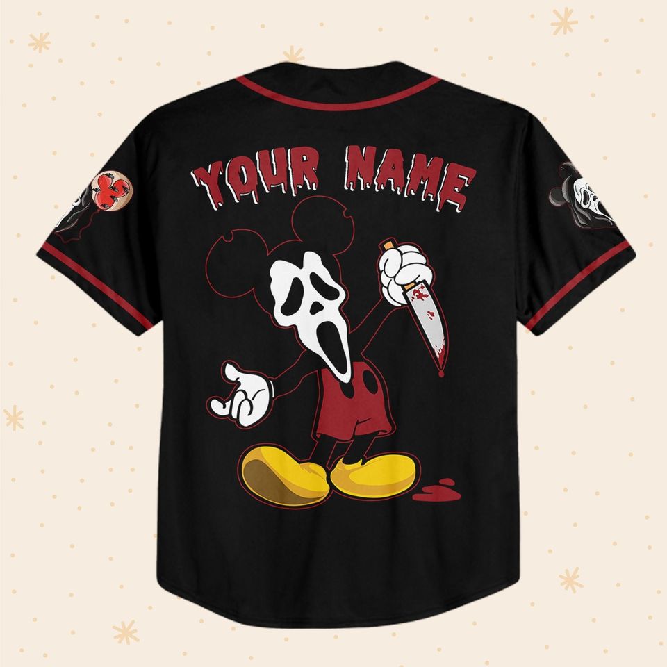 Personalized Mickey Scream Ghostface Disney Baseball Jersey, Disney Jersey