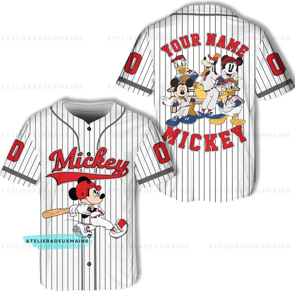 Personalize Disney Mickey Play Baseball Jersey, Mickey Mouse Jersey