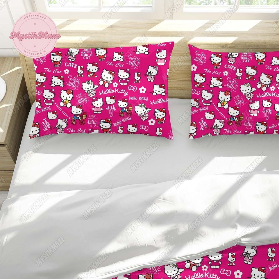 Hello Kitty Duvet Cover, Kitty Cat Bedding, Hello Kitty Bedding Set
