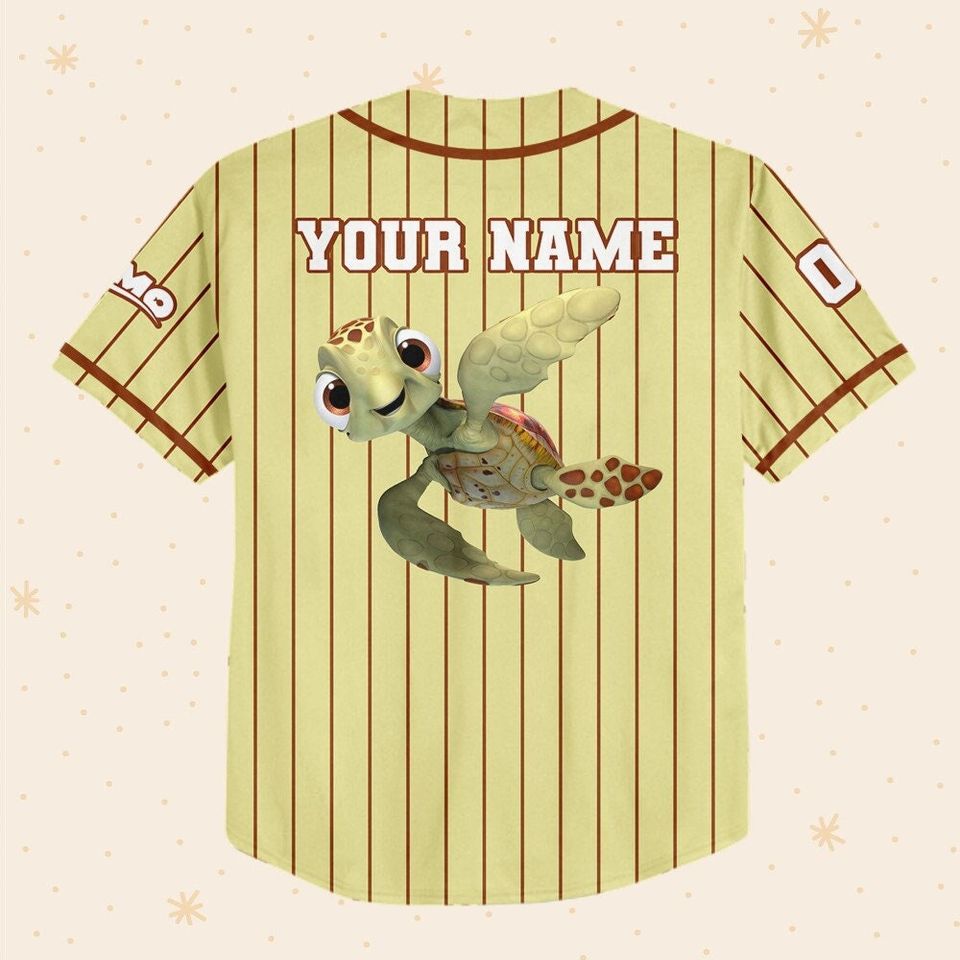 Personalized Finding Nemo Squirt Sea Turtle Disney Baseball Jersey, Disney Jersey