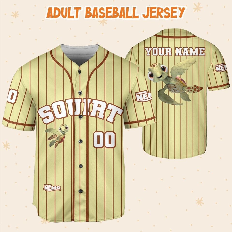 Personalized Finding Nemo Squirt Sea Turtle Disney Baseball Jersey, Disney Jersey