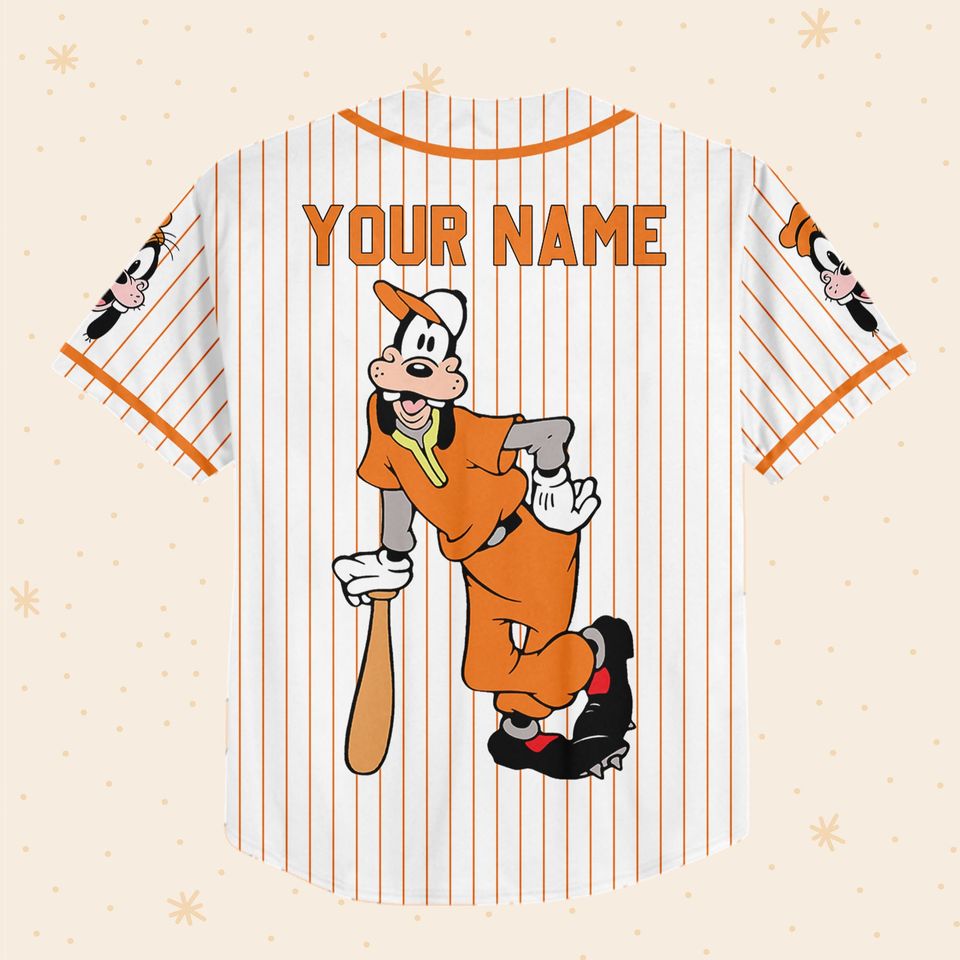 Personalized Disney Goofy Play Baseball Orange Baseball Jersey