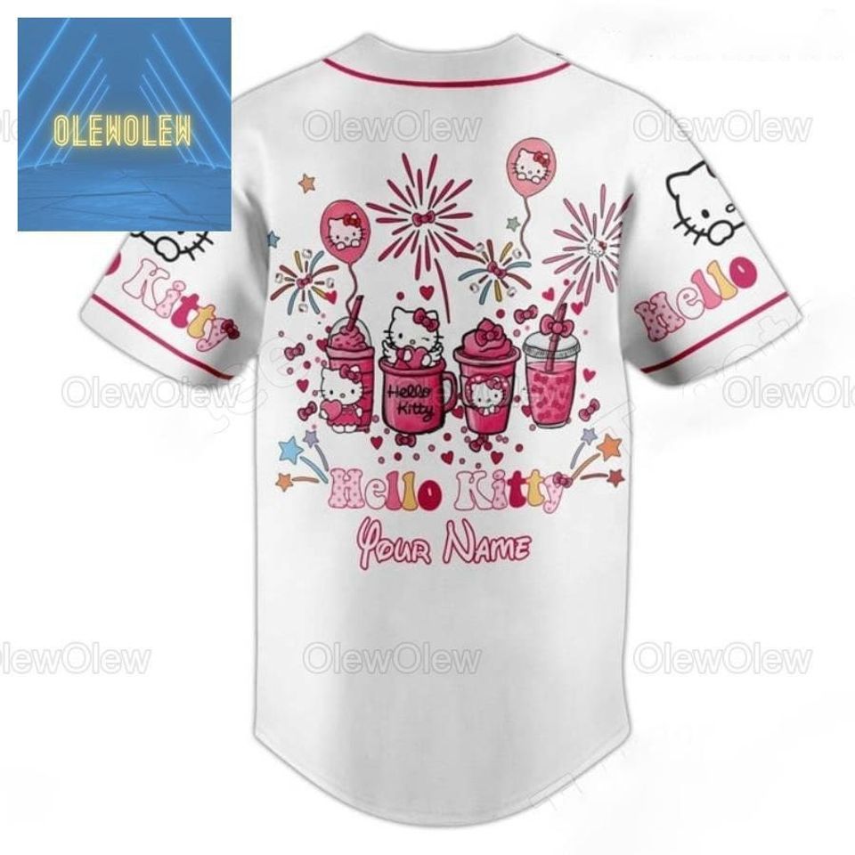 Custom Hello Kitty Baseball Jersey, Hello Kitty You Make Me Happy Jersey